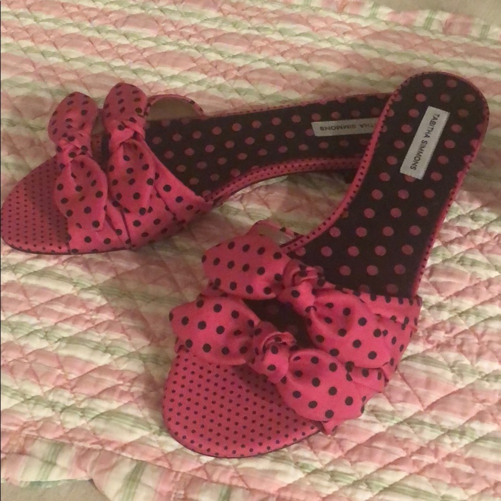 🎁NWT Tabitha Simmons pink/black polka dot sandal 38 (8)